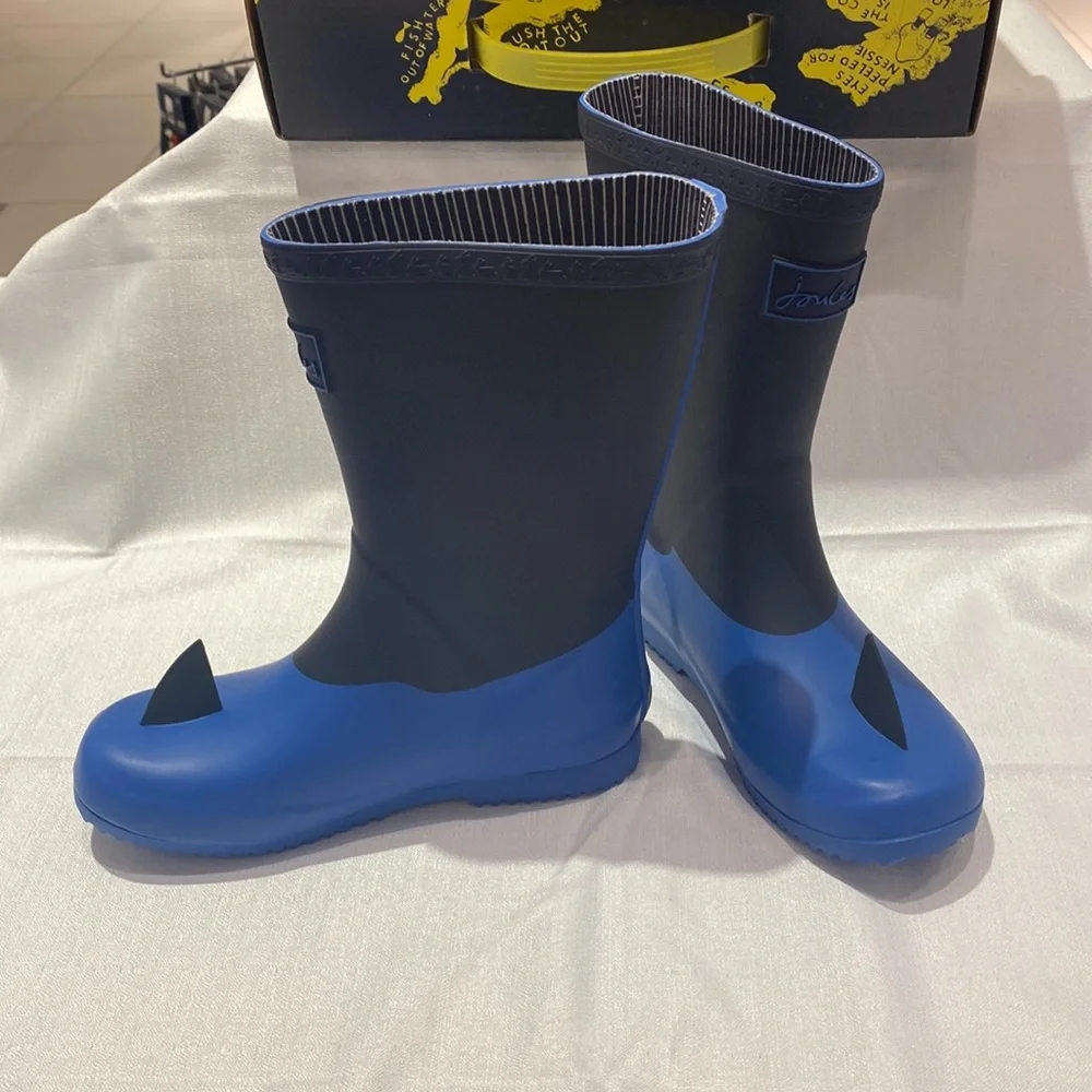 New Joules Shark Waterproof Kids Rain Boot 🦈 Sz: 1